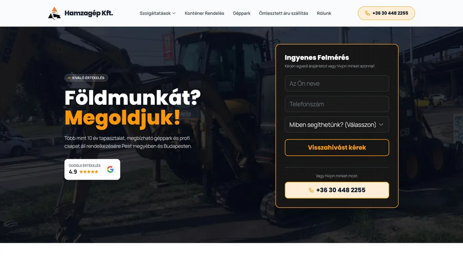Hamzagép — Földmunkát.hu weboldal